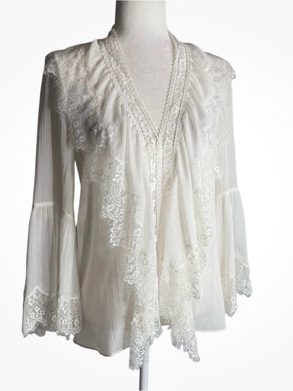 Alice + Olivia Jaden Romantic Lace and Gauze Blouse/Tunic